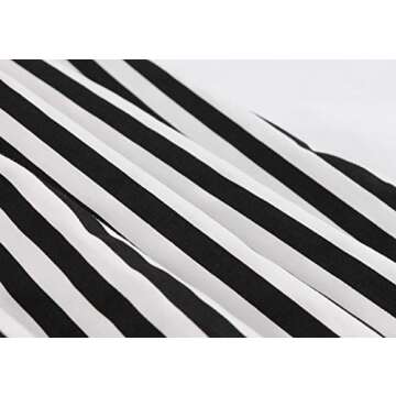 Wellwits Women's Stripes Print Tie Neck Pocket Vintage Button Down Shirt Dress 2XL Black