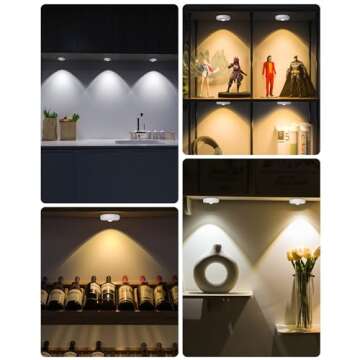 WILLED Rechargeable Puck Lights with Remote Control, 3 Color Temperatures and Timing Function, Dimmable Tap Light, Stick on Under Cabinet Lights, LED Puck Lights for Kitchen, Closet and Shelf(6 Pack)