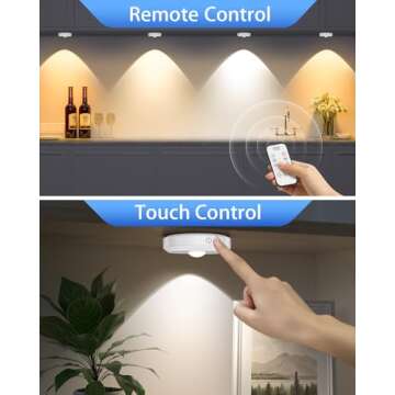 WILLED Rechargeable Puck Lights with Remote Control, 3 Color Temperatures and Timing Function, Dimmable Tap Light, Stick on Under Cabinet Lights, LED Puck Lights for Kitchen, Closet and Shelf(6 Pack)