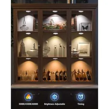 WILLED Rechargeable Puck Lights with Remote Control, 3 Color Temperatures and Timing Function, Dimmable Tap Light, Stick on Under Cabinet Lights, LED Puck Lights for Kitchen, Closet and Shelf(6 Pack)