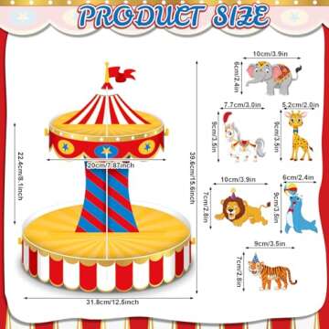 Carnival Circus Cupcake Stand with 24 Toppers - Party Decor