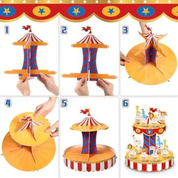 Carnival Circus Cupcake Stand with 24 Toppers - Party Decor