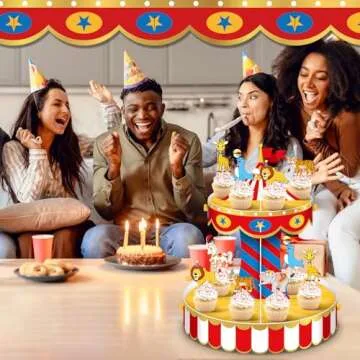 Carnival Circus Cupcake Stand with 24 Toppers - Party Decor