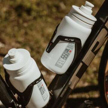 Elite Vico Carbon Cage (Matte Black, Black Graphic) – Ultra-Lightweight Italian Carbon Fiber Bottle Cage