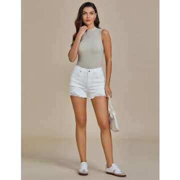 Luvamia High Waisted Ripped Denim Shorts for Women