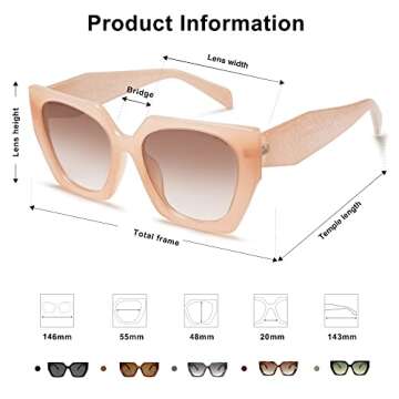 SOJOS Oversized Polarized Cateye Sunglasses for Women