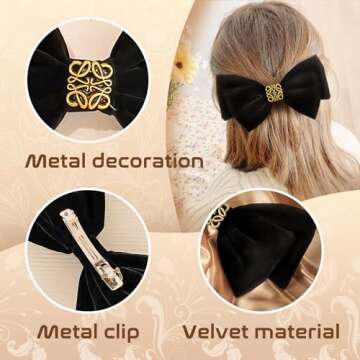 Elegant Big Bows Hair Clips and Barrettes for Women - Back of the Head Spring Clip, Hair Ornaments with Luxury Feminine Design