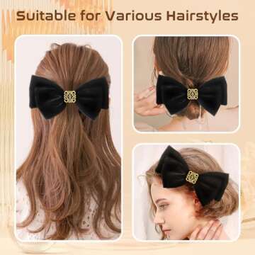Elegant Big Bows Hair Clips and Barrettes for Women - Back of the Head Spring Clip, Hair Ornaments with Luxury Feminine Design