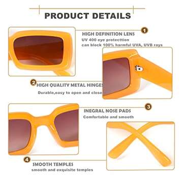 Eyegla 4 Pack Trendy Rectangle Sunglasses for Women Retro Vintage Square Party Glasses Set for Women Men