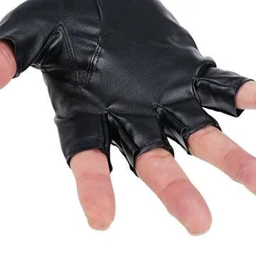 Stylish JISEN Men PU Leather Punk Half Finger Gloves
