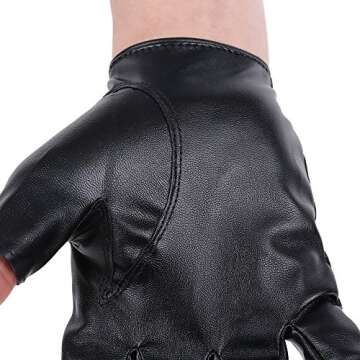 Stylish JISEN Men PU Leather Punk Half Finger Gloves