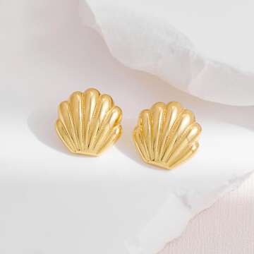YUJIE Gold Seashell Earrings - Elegant Summer Jewelry Statement