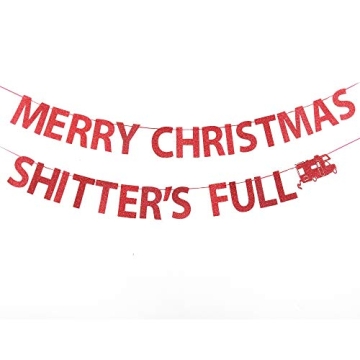 Merry Christmas Shitters Full Banner, Ugly Christmas Sweater Party Banner, Christmas Vacation Party ...