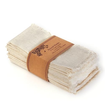 ACCENTHOME Elegant Cotton Linen Blend Napkins Set of 12 for Dining
