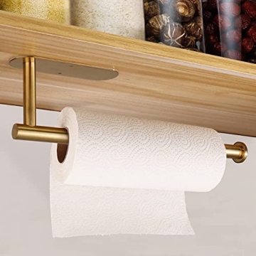 Versatile Under Cabinet Paper Towel Holder in Gold