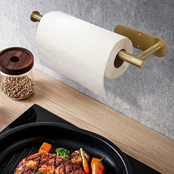 Versatile Under Cabinet Paper Towel Holder in Gold