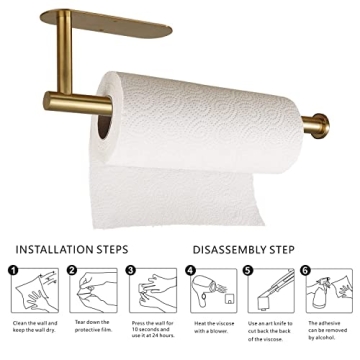 Versatile Under Cabinet Paper Towel Holder in Gold