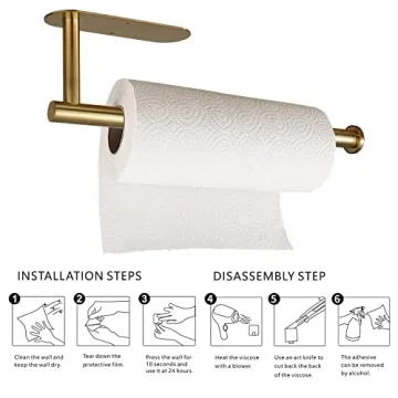 Versatile Under Cabinet Paper Towel Holder in Gold
