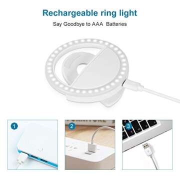 Rechargeable Clip-on Selfie Ring Light for Phones and Laptops