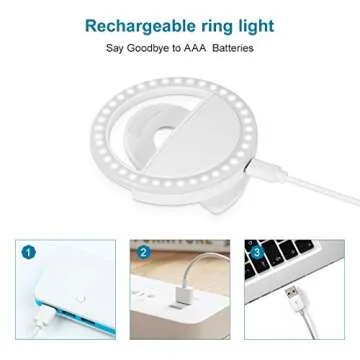Rechargeable Clip-on Selfie Ring Light for Phones and Laptops