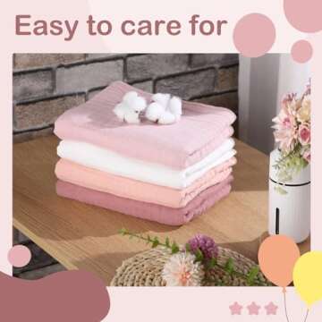 Peryiter 4 Pcs Muslin Hooded Baby Towels,32"x 32" Cotton Newborn Bath Towel Muslin Infant Baby Blankets Absorbent Unisex Newborn Registry Gift for Girls Boys (Light Pink)