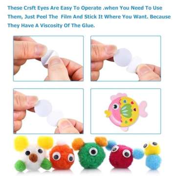 UPINS 300 Pcs Googly Wiggle Eyes for Crafting Fun