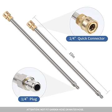Biswing 14" Pressure Washer Surface Cleaner with 4 Wheels, Stainless Steel Power Washer Accessory for Driveways Sidewalks Patios Cleaning, 1/4" Quick Connector, 2 Extension Wand Attachments, 4000 PSI