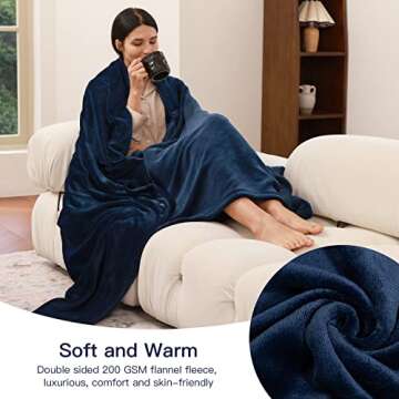 ZonLi Heated Blanket Electric 72"x84" Full Size, Soft Fleece Electric Blanket -Whole Body, 4 Hour Auto Off & 3 Heating Levels, Fast Heating, ETL Certification, Machine Washable, Great Gift (Blue)