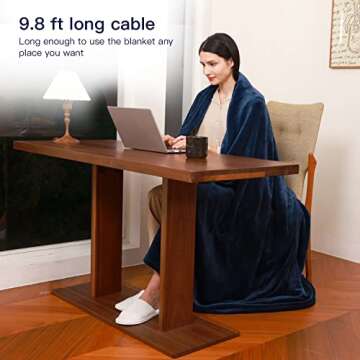 ZonLi Heated Blanket Electric 72"x84" Full Size, Soft Fleece Electric Blanket -Whole Body, 4 Hour Auto Off & 3 Heating Levels, Fast Heating, ETL Certification, Machine Washable, Great Gift (Blue)