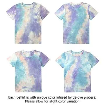 ROSEPARK Women Tie Dye Graphic Tee Shirts Cute Tops Blue Purple Red Medium