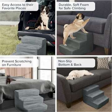 3-Step Pet Stairs by PETMAKER - Easy Climb for Pets