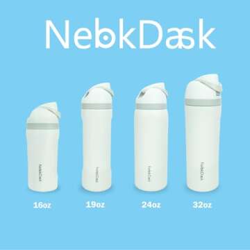 NebkDask 16 Ounce Vacuum Insulated Stainless Steel Kids Cups,with a straw,Vacuum Insulated Reusable Water Bottle for Milk and Juice,(16oz/Pink)