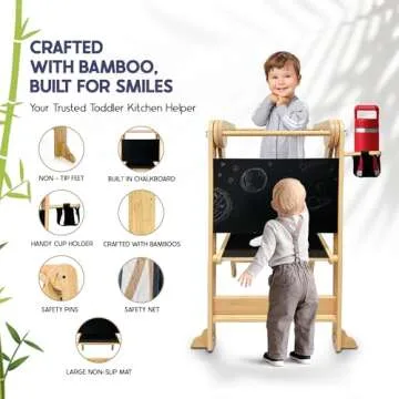 SK - Foldable Toddler Tower Kitchen Stool Helper - Adjustable Height Toddler Tower for Kids - Toddle...
