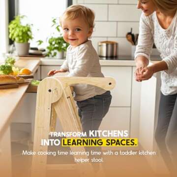 SK - Foldable Toddler Tower Kitchen Stool Helper - Adjustable Height Toddler Tower for Kids - Toddler Standing Tower Kitchen Helper - Collapsible Child Step Stool for Toddlers 1.5-6.