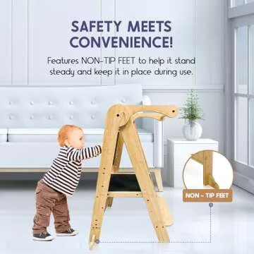 SK - Foldable Toddler Tower Kitchen Stool Helper - Adjustable Height Toddler Tower for Kids - Toddler Standing Tower Kitchen Helper - Collapsible Child Step Stool for Toddlers 1.5-6.