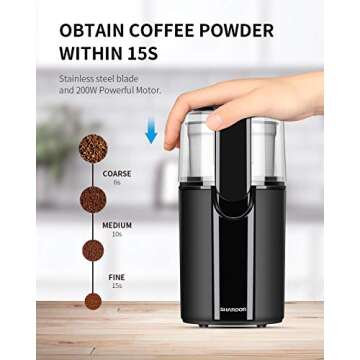 SHARDOR Coffee Grinder Electric, Coffee Bean Grinder Electric, Herb Grinder, Nut Grain Grinder with ...