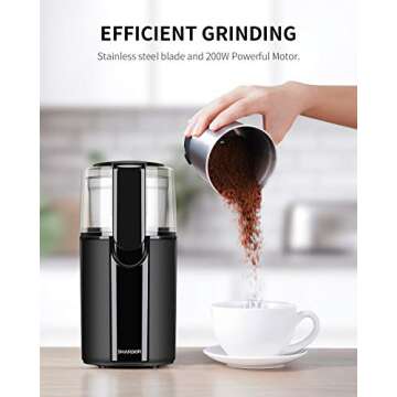 SHARDOR Coffee Grinder Electric, Coffee Bean Grinder Electric, Herb Grinder, Nut Grain Grinder with 1 Removable Stainless Steel Bowl, Black