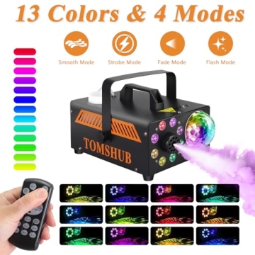 TOMSHUB 600W Fog Machine with Disco Ball & 13-Color LED Lights for Parties