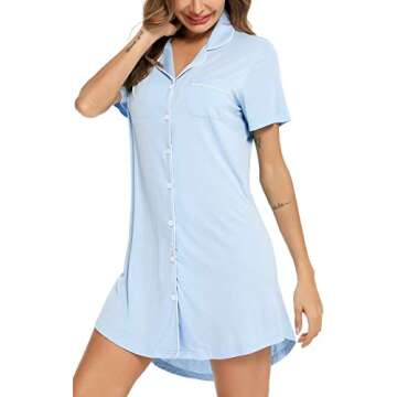 Labor and Delivery Gown, Nursing Nightgown, Maternity Nightgowns for Hospital Short Breastfeeding Nightgown Sky Blue L