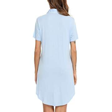 Labor and Delivery Gown, Nursing Nightgown, Maternity Nightgowns for Hospital Short Breastfeeding Nightgown Sky Blue L