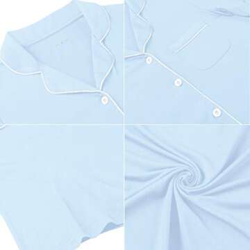 Labor and Delivery Gown, Nursing Nightgown, Maternity Nightgowns for Hospital Short Breastfeeding Nightgown Sky Blue L