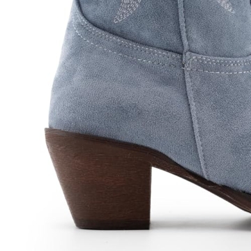 KaroNairy Cowboy Boots for Women in Faux Suede with Embroidery