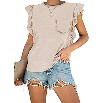 MIHOLL Womens Summer Tank Tops Trendy Casual Sleeveless Shirt Tops Cute (Small, Oatmeal)