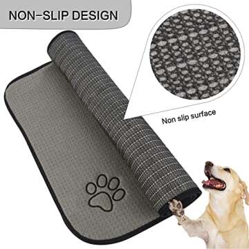 Sinland Microfiber Pet Bowl Mat Dish Drying Mat with Anti-Skid Backing 14.2Inch x 24Inch Grey