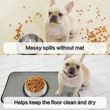 Sinland Microfiber Pet Bowl Mat Dish Drying Mat with Anti-Skid Backing 14.2Inch x 24Inch Grey