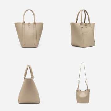 NEWBELLA Bucket Bags for Women, PU Leather Handbags Shoulder Crossbody with Magnetic Closure Apricot