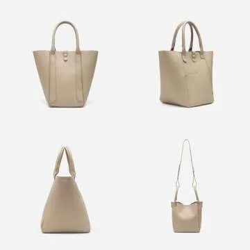 NEWBELLA Bucket Bags for Women, PU Leather Handbags Shoulder Crossbody with Magnetic Closure Apricot