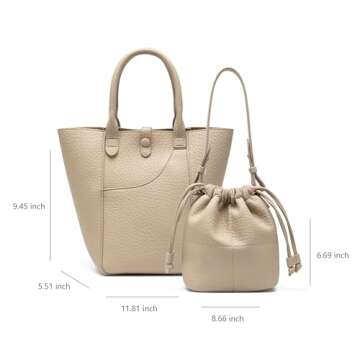 NEWBELLA Bucket Bags for Women, PU Leather Handbags Shoulder Crossbody with Magnetic Closure Apricot