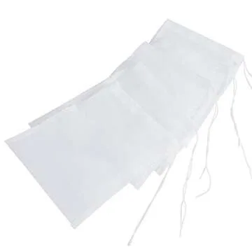SLSON 5 Pcs Media Filter Bag Aquarium Fine 180 Micron Mesh Filter Bags Reusable Nylon Drawstring Bags for Fish Tank Activated Carbon,Charcoal,Bio Balls Filter Accessories,White