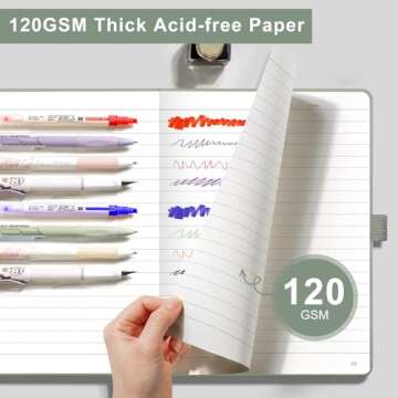 EMSHOI Lined Journal Notebook - 256 Pages A5 Green Leather Journal with Sticky Notes